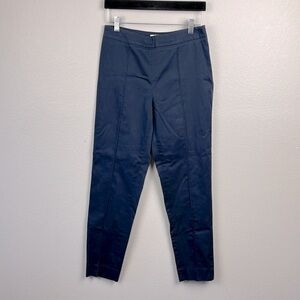 Max Mara Pants 10 Blue Side-Zip Ankle Length Cotton Flat Front Trousers